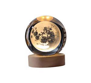 Lámpara de noche LED 3D de la luna y sistema solar, pantalla dorada