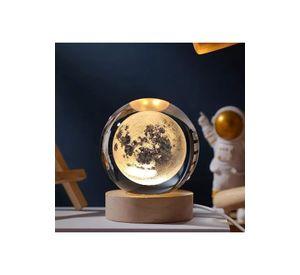 Lámpara de noche LED 3D de la luna y sistema solar, pantalla dorada