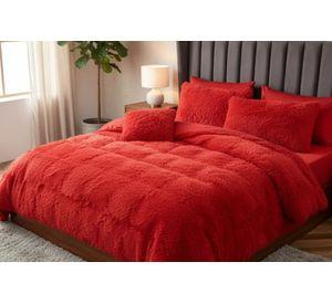 Cobertor Invierno Con Chiporro Rojo 2plazas+fundas Alm+funda Coji