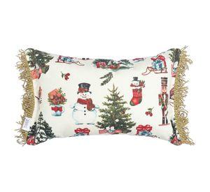 Funda Cojin Decorativo Diseño Navideño Blanco 50x30
