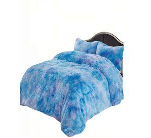 COBERTOR PELUDOS PREMIUM PLAZA Y MEDIA 180CM X 200CM COLOR AZUL JASPEADO