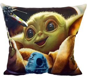 Cojín Felpa 45x45 cm De Baby Yoda Y Estrella De La Muerte