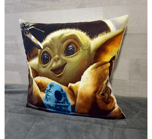 Cojín Felpa 45x45 cm De Baby Yoda Y Estrella De La Muerte
