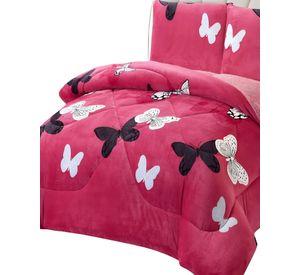 COBERTOR PLUSH CON CHIPORRO 2 PLAZAS 230X250CM ROSA C17