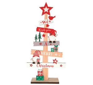 Adorno De Navidad Arbolito De Madera Con Nomo 30*10cm Madera