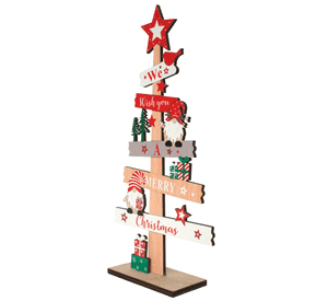 Adorno De Navidad Arbolito De Madera Con Nomo 30*10cm Madera