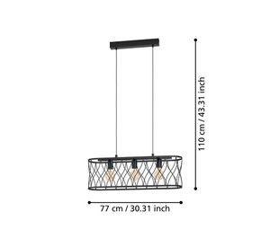 LAMPARA DE COLGAR GILTSPUR ACERO NEGRO E27 3X40W COD.43554
