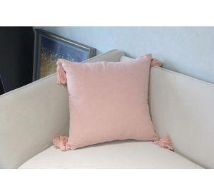 Fundas de cojines lino con flecos rosado