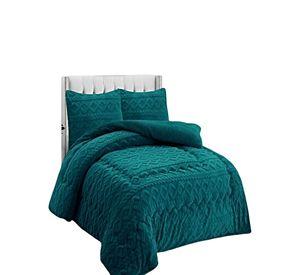 COBERTOR DE INVIERNO CON TEXTURA KING 250X270CM TURQUESA