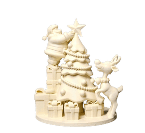 Figura Navideña - Diorama Papá Noel, Reno y Árbol