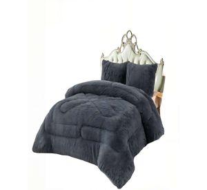 COBERTOR PELUDOS PREMIUM PLAZA Y MEDIA 180CM X 200CM COLOR GRIS OSCURO