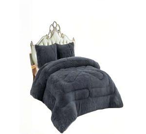 COBERTOR PELUDOS PREMIUM PLAZA Y MEDIA 180CM X 200CM COLOR GRIS OSCURO