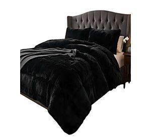 SET COBERTOR DE INVIERNO PELUDO KING 250X270CM NEGRO