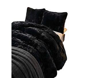 SET COBERTOR DE INVIERNO PELUDO KING 250X270CM NEGRO