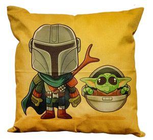 Cojín Felpa 45x45 cm Baby Yoda y Mandaloriano Beige Extra Suave