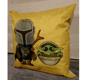 Cojín Felpa 45x45 cm Baby Yoda y Mandaloriano Beige Extra Suave