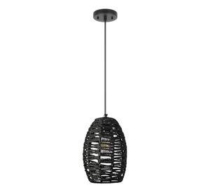 Lámpara Colgante Techo Negra Tejida Estilo Retro Jhn