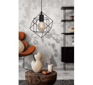 Lámpara Colgante Straiton Acero Fiebro Negro 1X60W E27 Cod43358
