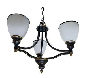 Lampara Colgante Metal 3 Tulipas Blancas Negro Dorado Ampolletas