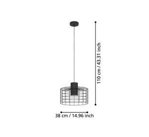 Lámpara Colgante Milligan Acero Negro 1X40W E27, IP20 cod.43627