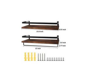 Repisas Flotantes de Madera Modernas Multipropósito Kit 2 Marrón Oscuro