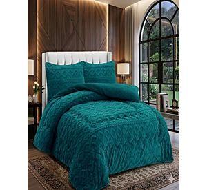 COBERTOR DE INVIERNO CON TEXTURA 2 PLAZAS 230X250CM TURQUESA