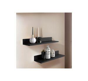 Set 4 Repisas Flotantes Rectas Soporte Negro 2x 40 CM - 2x 60 CM