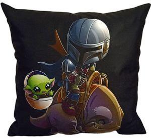Cojín Felpa 45x45 cm Baby Yoda Y Mandaloriano Negro Extra Suave
