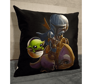 Cojín Felpa 45x45 cm Baby Yoda Y Mandaloriano Negro Extra Suave