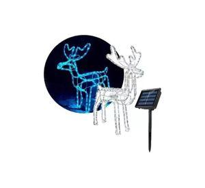 Reno solar de Navidad con luces LED 95 cm color azul