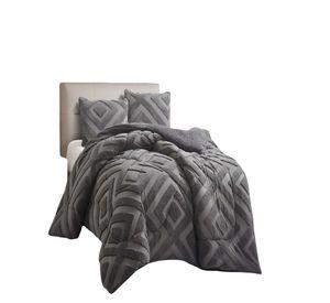 COBERTOR DE JACQUERD CUTTING CON CHIPORRO 2 PLAZAS 230X250CM GRIS B5