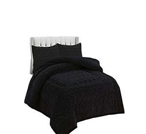 SET COBERTOR DE INVIERNO CON TEXTURA 1.5 PLAZA 180X200CM P NEGRO