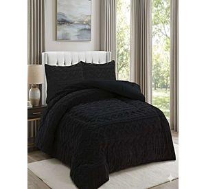 SET COBERTOR DE INVIERNO CON TEXTURA 1.5 PLAZA 180X200CM P NEGRO
