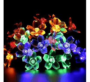 Luces Led Flores Solar Lineal Guirnalda Navidad Eventos Multicolor