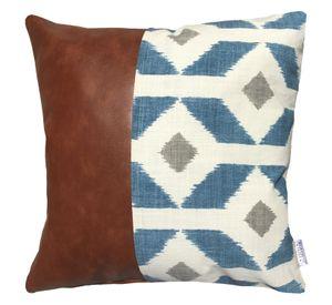 PACK 4 COJINES DECORATIVOS ECOCUERO AZUL 50X50