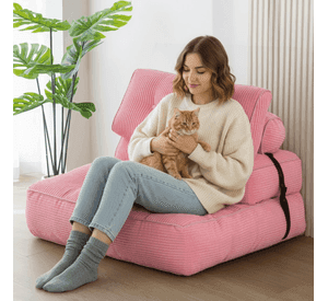 Silla Sofá Cama 155x81cm Puff Plegable Acolchada Hogar