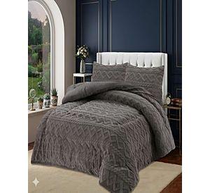 COBERTOR DE INVIERNO CON TEXTURA 1.5 PLAZA 180X200CM P GRIS