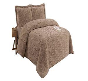 SET COBERTOR DE INVIERNO CON TEXTURA KING 250X270CM CAFÉ O