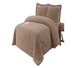 SET COBERTOR DE INVIERNO CON TEXTURA KING 250X270CM CAFÉ O