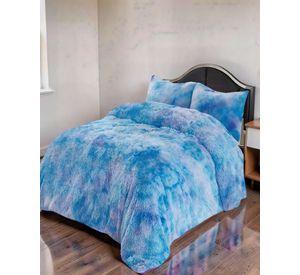 COBERTOR PELUDOS INVIERNO PLAZA Y MEDIA 180CM X 200CM COLOR AZUL JASPEADO