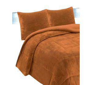 COBERTOR SHERPA PLAZA Y MEDIA 180X200CM MOSTAZA B12