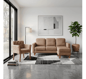 JUEGO DE LIVING 3-1 SECCIONAL INTERCAMBIABLE VENECIA TELA VELVET + SITIAL KIEL TELA