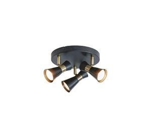 Plafón Zeny 3 Luces Negro Mate Antique Gu10