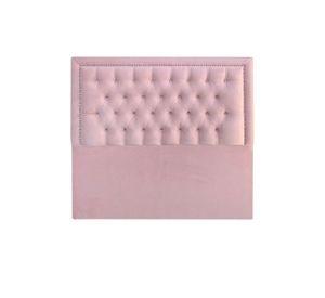 Respaldo de Cama Capitoné Frame Tachas Felpa Rosado Claro - Super King