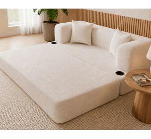 Sofá cama 3 cuerpos Muna lino beige