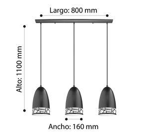 LAMPARA COLGANTE ACERO SAVIGNANO BLANCO NEGRO E27 3X60W COD 97444