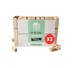 Pack X3 50 Pinzas De Madera Perros Para Colgar Ropa 150unid