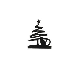 Adorno - Árbol y gato de navidad minimalista
