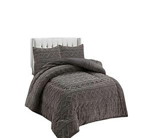 SET COBERTOR DE INVIERNO CON TEXTURA 1.5 PLAZA 180X200CM P GRIS