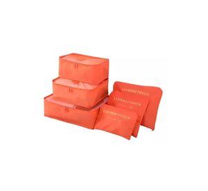 Set de 6 organizadores de equipaje de viaje, bolsa para ropa interior, color naranja